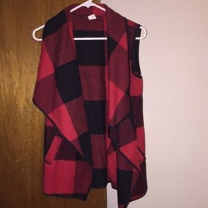 Red and Black plaid Vest